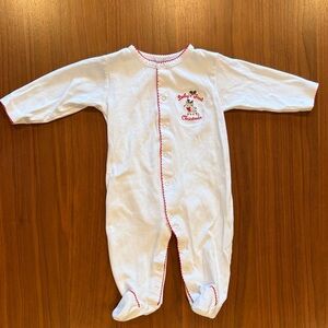 Kissy Kissy White Footed One-Piece with Red Trim Baby’s First Christmas